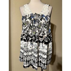 Olive Hill Floral Sleeveless A-line Floral Silky Blouse Size Small
